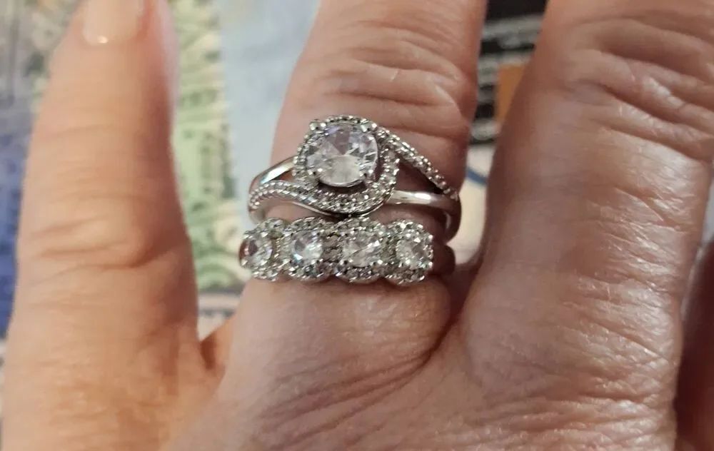 CERTIFIED GRA 5Ct. Genuine Moissanite Halo & Swirl Design Wedding/Bridal Rings #